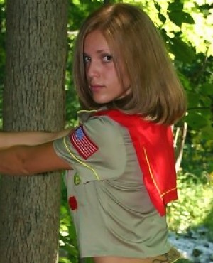 Karen dressed as a girl scout